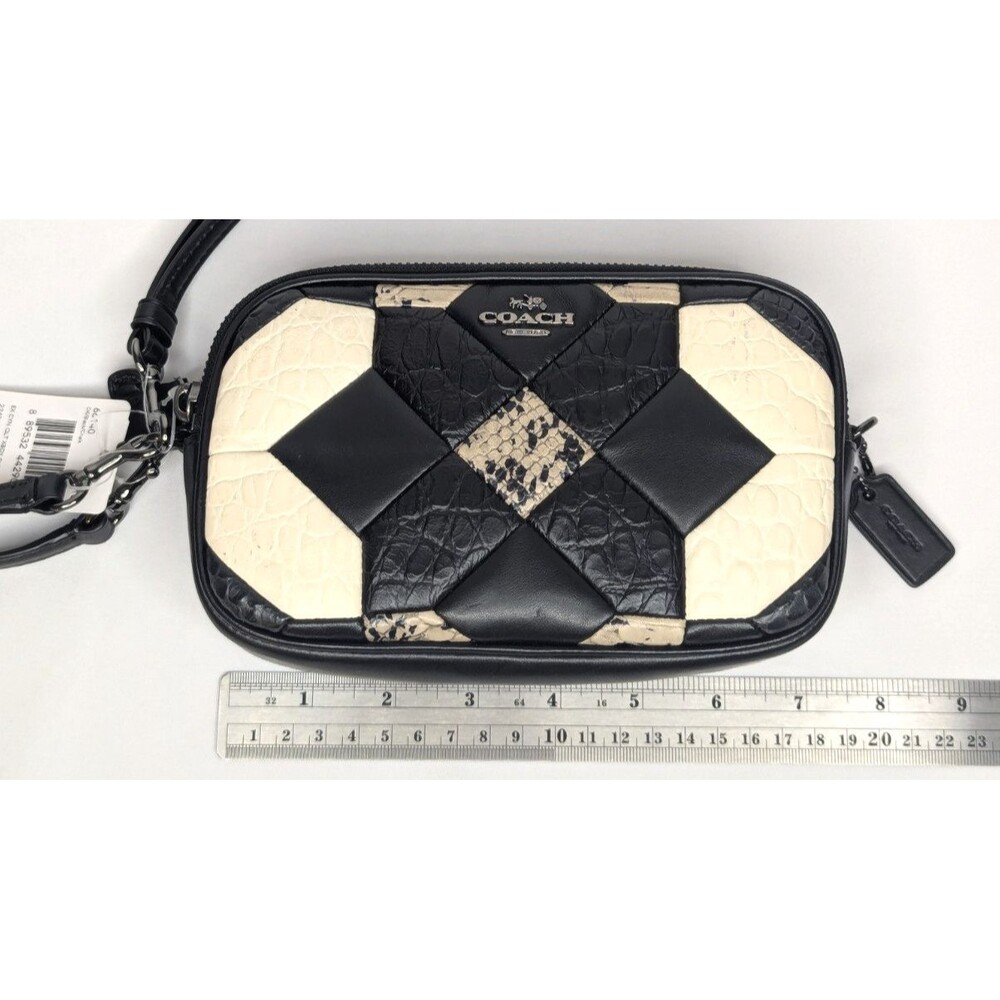 Coach Black Canyon Quilt Exotic Embossed Leather Clutch Crossbody Purse NWT - Picture 4 of 15
